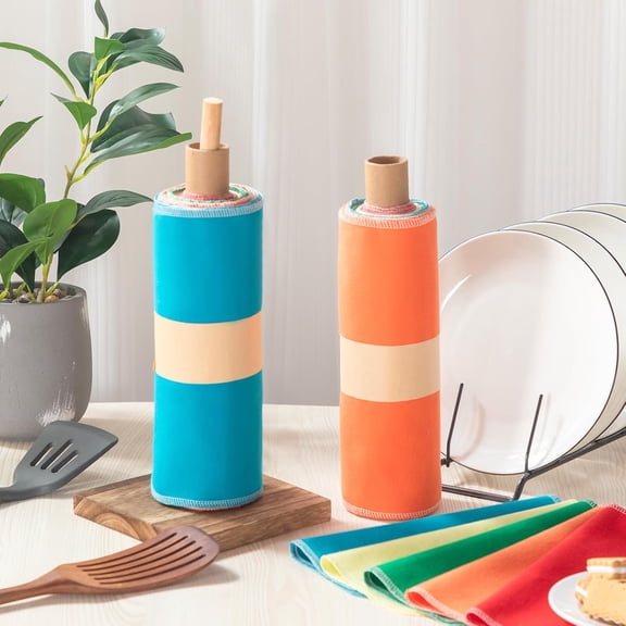 OTGFRF-50 Pcs Reusable Paper Towels Paperless Reusable Cotton Cloths Toilet Absorbent Washable Paper Towels with Roll Kitchen Dishcloth for Kitchen Paperless Dishcloths(Bright Colors)