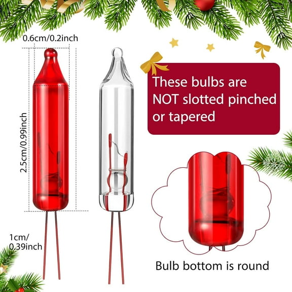 OTGFRF-500 Pcs Mini Christmas 2.5 Volt Replacement Light Bulbs for Christmas Trees Decorative Light Supplies Indoor Outdoor Xmas Decor, 0.17 Ampere, 0.42 Watt(Red White)