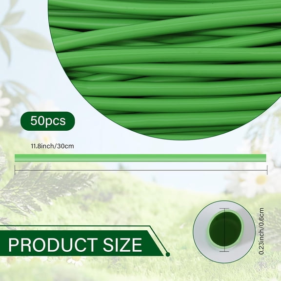 OTGFRF-50Pcs Flower Stem Covers Green Tubing Roll Tubes for Bundling Artificial Flowers DIY Bouquets Wedding Corsage Arrangement