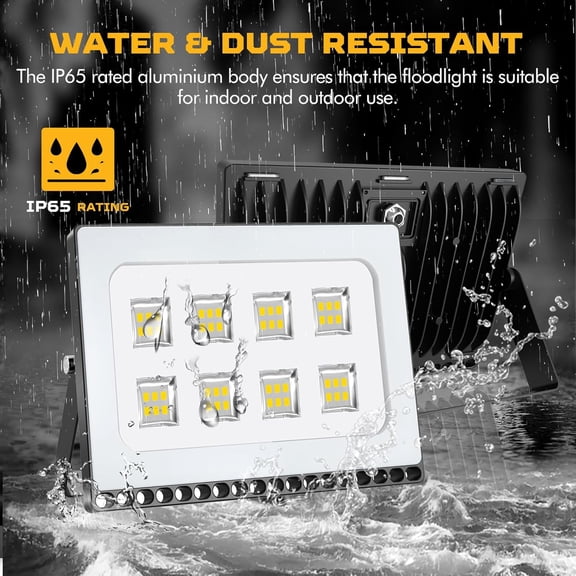 OTGFRF-50W LED Flood Light, New Slim Design, IP67 Waterproof Outdoor Floodlights, 4000LM Warm White (2800-3200K), Super Bright Security Wall Light for Garage, Garden, Yard, Square