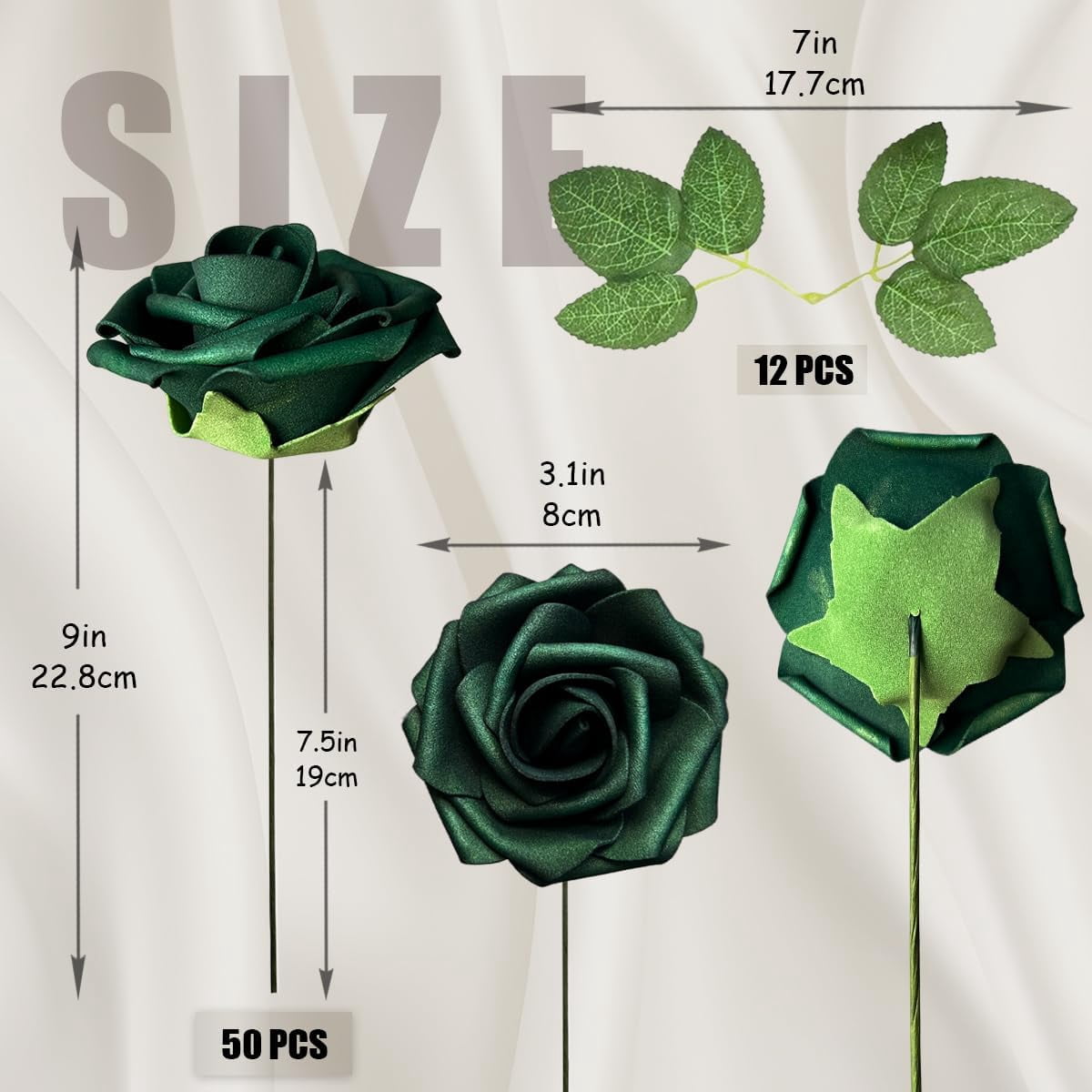 OTGFRF-50pcs Emerald Green Artificial Flowers Foam Fake Dark Hunt Green ...