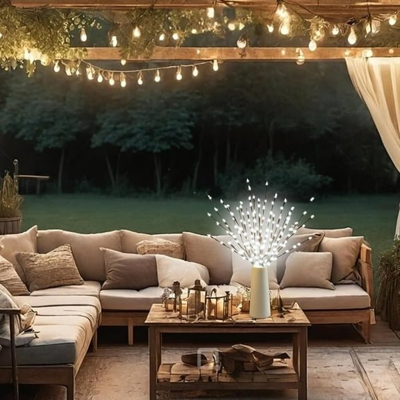 OTGFRF-6 Pack Led Branch Light Battery Operated Lighted Branch Vase Filler Willow Tree Artificial Little Twig Power Brown 30 Inch 20 LED for Home Romantic Decoration, White