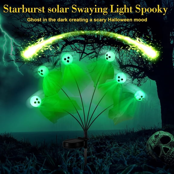 OTGFRF-6 Packs Halloween Solar Lights Outdoor 36 LED Solar Ghost Pathway Lights Waterproof Spooky Ghost Path Light Outdoor Halloween Decorations for Outside Garden Lawn Yard Decors (Green)