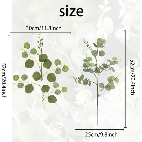 OTGFRF-6 Pcs 20" Artificial Eucalyptus Stems, Realistic Faux Silver Dollar Greenery Branches for Vase Decor, Wedding Centerpieces, Farmhouse Home Party Decor, Bendable Stems & No Fade