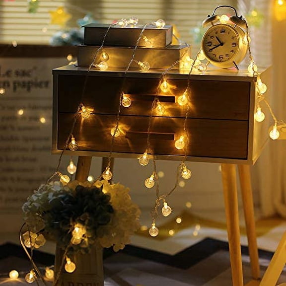 OTGFRF-60 LED Globe String Lights, Battery Operated Fairy Lights with Remote for Kids Room Dorm Classroom Outdoor Christmas Tree Decor, Warm White