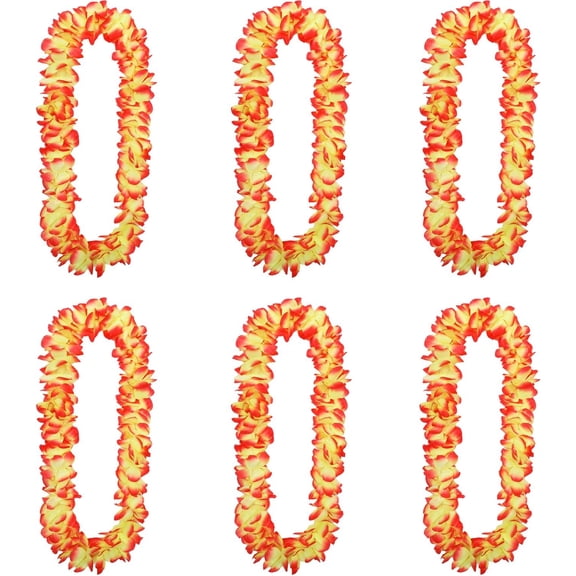 OTGFRF-6PCS Hawaiian Luau Party Supplies Tropical Flower Leis Necklaces for Adults Hawaiian Beach Luau Wedding Birthday Graduation Party Favors Decorations (Orange,6)