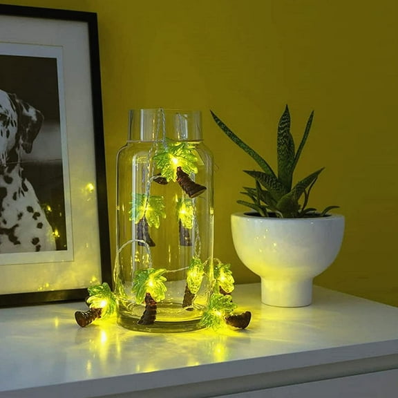 OTGFRF-8.5Ft Palm Tree String Lights Outdoor, Waterproof Patio Palm Tree Lights String with 10 Mini Incandescent Lights, Summer Beach Theme String Lights for Indoor Bedroom Christmas Party Decor, Whi