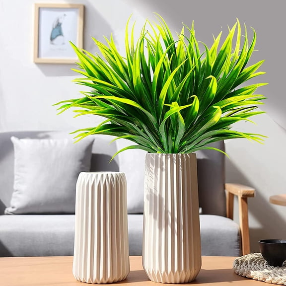 OTGFRF-8 Pcs Outdoor Fake Plants UV Resistant Artificial Tropical Plants Flowers Faux Garden Grass Plants Dcor Fall Winter Summer Planters Patio Front Door Porch Plastic Bushes & Shrubs Decoration