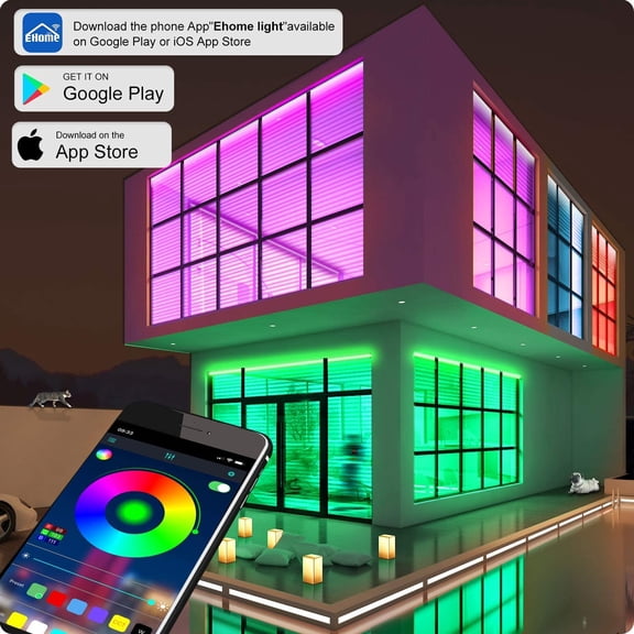 OTGFRF-82Ft/25m LED Strip Lights, Music Sync Color Changing RGB LED Strip Built-in Mic, Bluetooth APP Controlled Home Lighting for Living Room Kitchen (APP+Remote+Mic+Music)