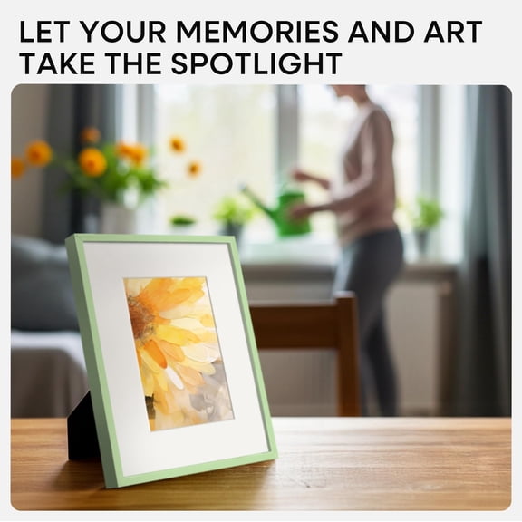 OTGFRF-8x10 Picture Frame Sage Green, High End Metal 8 x 10 Poster Frames with Mat 5 by 7 Art, 10x8 Thin Frame Matted to 7x5 Photo, 8by10 Wall or Tabletop Frames, Tempered Glass, Wall Kit, Set of 1