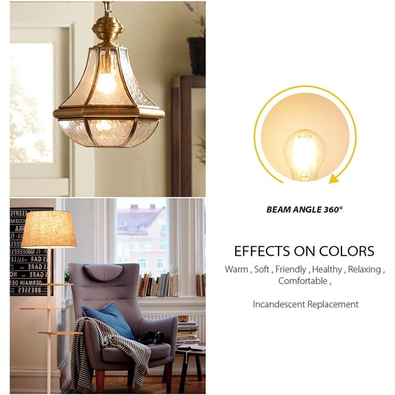 OTGFRF-A19 LED Vintage LED Filament Bulb E26 Base Dimmable 7W (60W Equivalent)2700K Warm White 800 LumensOmnidirectional, UL-Listed, Pack of 6