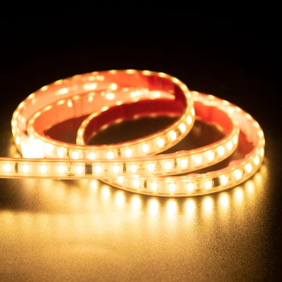 OTGFRF-AC 110V LED Strip Lights 2 Meter Warm White 3000K SMD 2835 Cuttable LED Tape 6.56 Feet Adhesive LED Lights Tape IP67 Waterproof 120 Volt Direct 2M (Warm White, 6.56ft)