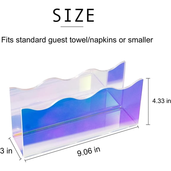 OTGFRF-Acrylic Guest Towel Holder, Prism Wavy Edge Napkin Holder for Dining Table, Kitchen Countertop & Bathroom Vanity, Disposable Hand Towel Holder, Paper Napkin Tray for Home, Hotel, Office