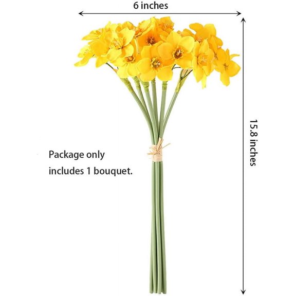 OTGFRF-Artificial Daffodils Flowers Fake Spring Flower Silk Flower Arrangement for Home Wedding Table Decor 15.8 Inches, Yellow