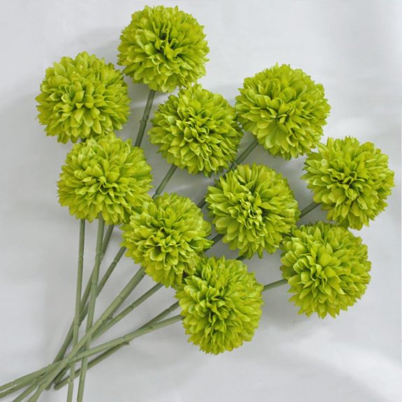 OTGFRF-Artificial Flowers Chrysanthemum Ball Flowers Bouquet 10pcs Present for Important People Glorious Moral for Home Office Coffee House Parties and Wedding (Green)
