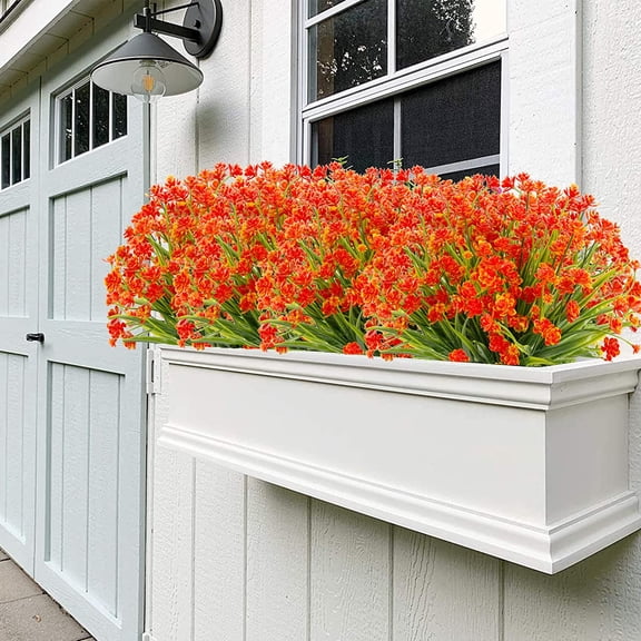 OTGFRF-Artificial Flowers for Outdoors,20 Bundles UV Resistant Outdoor Fake Daffodil Flowers,Artificial Faux Plastic Outdoor Flowers Greenery Shrubs Plants for Indoor Outside Decor(Orange Red)