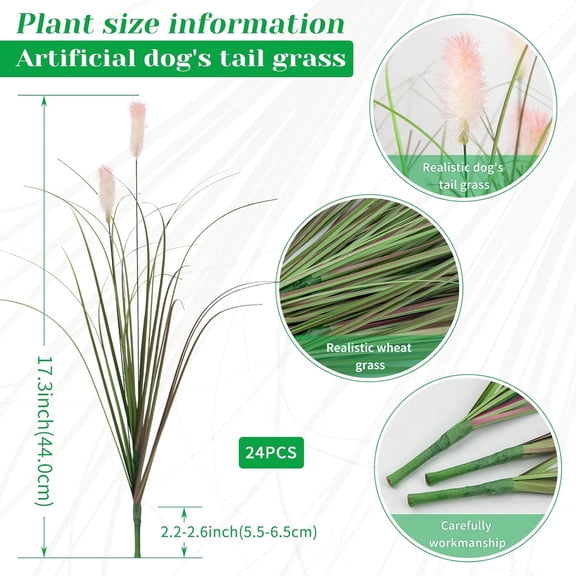 OTGFRF-Artificial Grasses Plants Oudoor 24 Bunches Onion Grass Greenery with Plush Faux Fake Shrubs Plant Onion Wheat Grass for Outside Garden Indoor House Home Office Dcor (Light Purple & Pink Plus