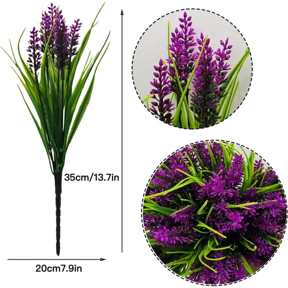 OTGFRF-Artificial Plants Outdoor for Spring Summer Decoration,12 Bundles Fake Monkey Grass with Flowers UV Resistant Realistic Greenery Shrubs for Outside Yard Hanging Planter Window Garden