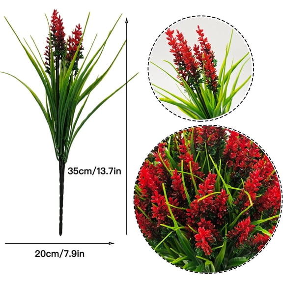 OTGFRF-Artificial Plants Outdoor for Spring Summer Decoration,12 Bundles Fake Monkey Grass with Flowers UV Resistant Realistic Greenery Shrubs for Outside Yard Hanging Planter Window Garden