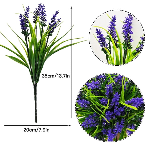 OTGFRF-Artificial Plants Outdoor for Spring Summer Decoration,12 Bundles Fake Monkey Grass with Flowers UV Resistant Realistic Greenery Shrubs for Outside Yard Hanging Planter Window Garden