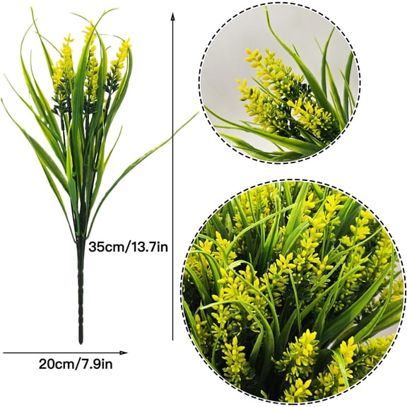 OTGFRF-Artificial Plants Outdoor for Spring Summer Decoration,12 Bundles Fake Monkey Grass with Flowers UV Resistant Realistic Greenery Shrubs for Outside Yard Hanging Planter Window Garden