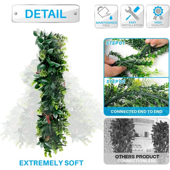 OTGFRF-Artificial Vines 19.7" Fake Hanging Plants-2Pc Faux Ivy Vine Leaves Flower Garland Fake Fern for Indoor Bedroom Wall Dcor Outdoor Greenery Backdrop Wedding Decoration, Dark Green with red