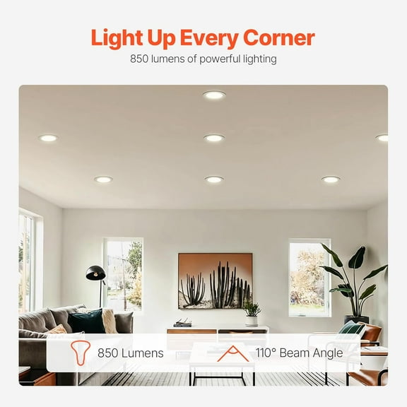 OTGFRF-BR30 Flood Light Bulb, 12 Pack LED Indoor Flood Lights, 850 Lumens LED Flood Light Bulbs, E26 Standard Base, 3000K Warm Light, 15,000 Hour Lifetime, Stepless Dimmable Recessed Can Light Bulbs