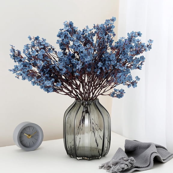 OTGFRF-Babys Breath Silk Artificial Flowers Bulk 12pcs for Fall Decor Fake Flower Bouquet Bulk for Home Kitchen Indoor Bouquet Floral Arrangement Table Centerpieces Party Decor(Blue Ashes)