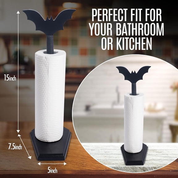 OTGFRF-Bat Paper Towel Holder - Halloween Decor for Kitchen and Bathroom - Gothic Home Decor for Oddities and Curiosities - Goth Accessories for Countertop Stand - Witchy Gifts for Women