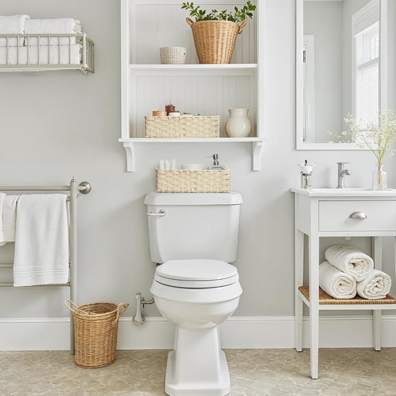 OTGFRF-Bathroom Baskets for Organizing, Wicker Basket for Storage, Wicker Baskets for Shelves, Waterproof Back of Toilet Storage Basket, 3 Section Bathroom Organizer Basket, 2-Pack