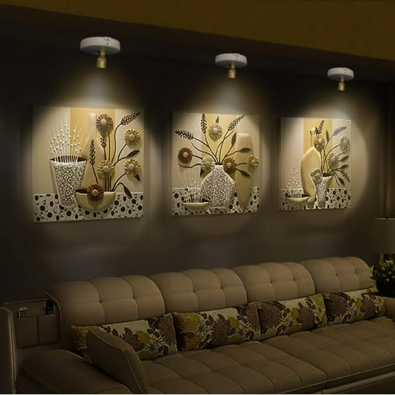 OTGFRF-Battery Operated Spotlights, Cordless Picture Light, Dimmable Accent Lighting, Wireless LED Puck Lights, Stick on Lights with Remote for Plant Photo Painting Art Dartboard Portrait