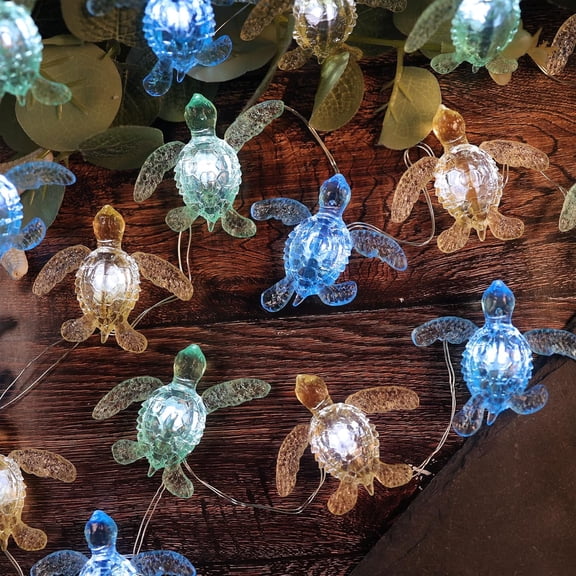 OTGFRF-Beach Theme Sea Turtle Fairy Lights Marine Life-10ft 30LED Waterproof Battery Operated String Lights Indoor Outdoor-Cute Ocean Dcor for Bedroom Garden Wreath Fence Bathroom Office Decor