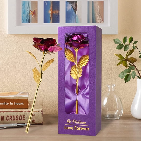 OTGFRF-Birthday Gifts for Women,Christmas Rose Gifts for Mom,Purple Rose Present for Her,Wife,Sweet Artificial Flower for Grandma,Daughter,Women,Christmas,Birthday,Anniversary,Valentines,Mothers Day
