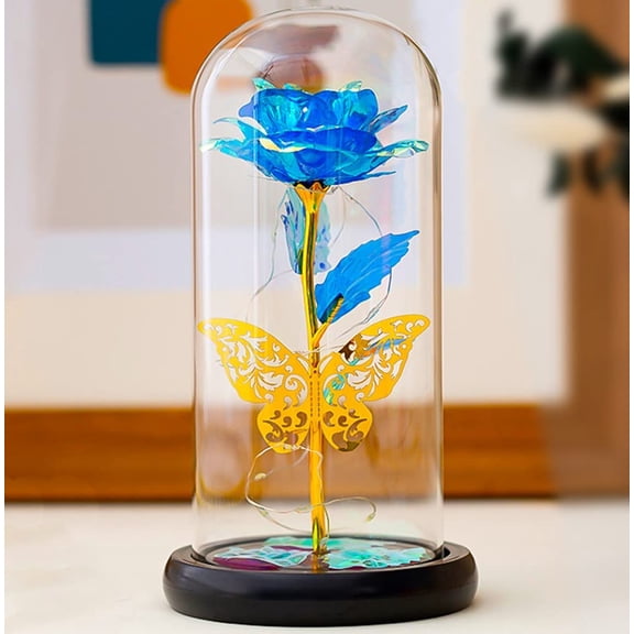 OTGFRF-Birthday Gifts for Women,Mothers Day Rose Gifts for Mom from Daughter Preserved Rose Gift Flower, Last Forever Rose in Glass Dome, Unique Gift for Her, Mom,Grandma Blue Rose