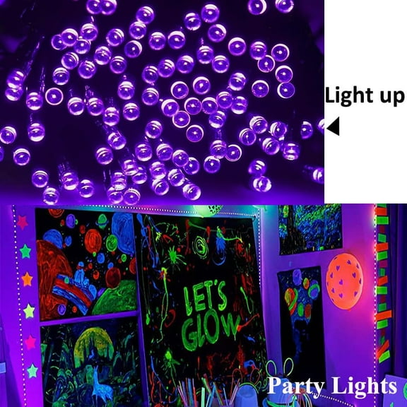 OTGFRF-Black Light String Lights Blacklight 100 LEDs 33 Feet Black Lights for Glow Party, Blacklights for Birthday Party Halloween Christmas Bedroom (Purple)
