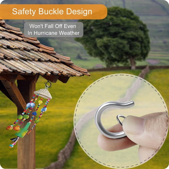 OTGFRF-Black Screw Hooks with Safety Lock 2.3" Rustproof Metal Ceiling Hooks for Hanging Plants, Baskets,String Lights & Outdoor Decor, 40LB Capacity (40, Silver)