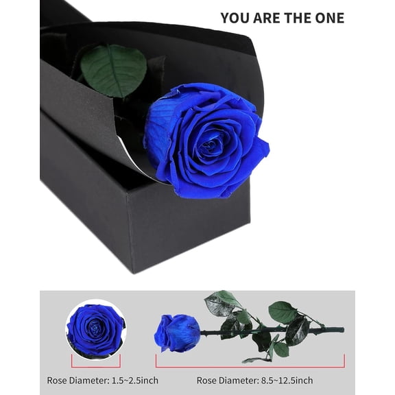 OTGFRF-Blue Flowers for Delivery Prime, Preserved Blue Roses Flower Gifts for Women, Real Roses Single Rose Gifts for Her, Mom Birthday Gifts from Daughter, Valentines Flowers