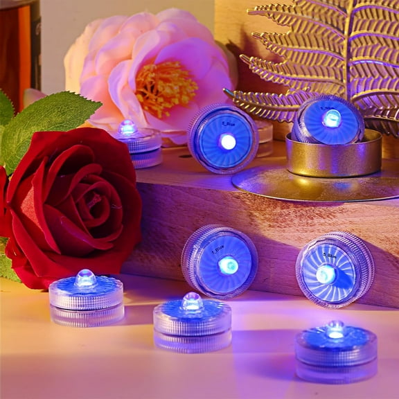 OTGFRF-Blue Submersible Led Lights, Waterproof Tea Lights Mini Led Light 100H Battery Operated Underwater Lights for Vase Lantern Table Centerpieces Wedding Party Halloween Christmas Decor (12 Pack)