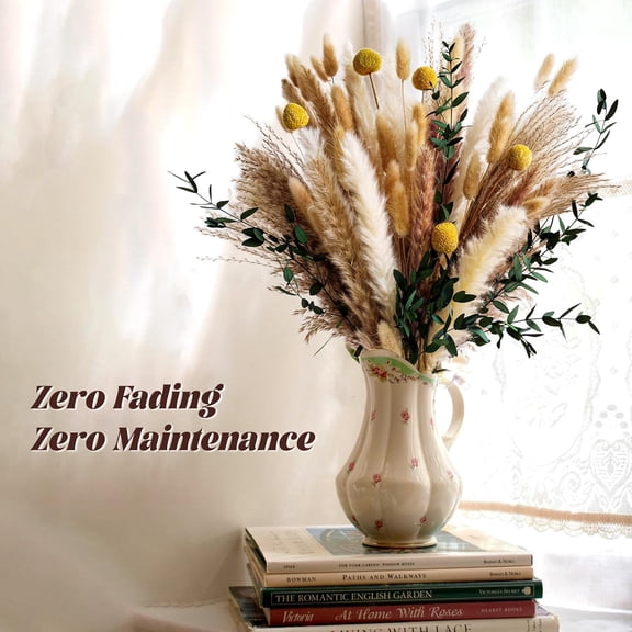 OTGFRF-Boho Dried Flowers Bouquet  Olive Green Wall Decor, Pampas Grass Bouquet, Rustic Flower Arrangement, Moody Office & Bedroom Decor, DIY Home Vase Filler, Farmhouse Floral, Boho Wedding Bouquet