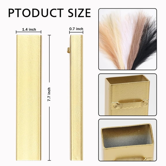 OTGFRF-Boho Wall Decor Pampas Metal Planter Modern Home Vase,Artificial Flowers Indoor Wall Sculpture for Living Room, Bedroom White Black Set of 2 Gold