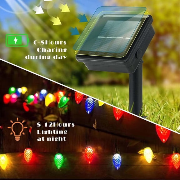 OTGFRF-C6 Solar String Lights Outdoor Waterproof, 23FT 50LED Solar Christmas Lights Fairy Lights Decor, 8 Lighting Mode, Christmas Decorations for Xmas Tree Patio Party Decor(Multicolor)