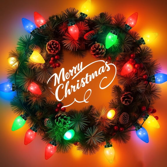 OTGFRF-C7 60 LED Battery Operated Christmas Lights,Battery Powered Multicolor Waterproof Bulbs,21.3 FT 8 Modes with Auto On/Off Time for Xmas Tree Garden Patio Indoor Outdoor Christmas Decorations