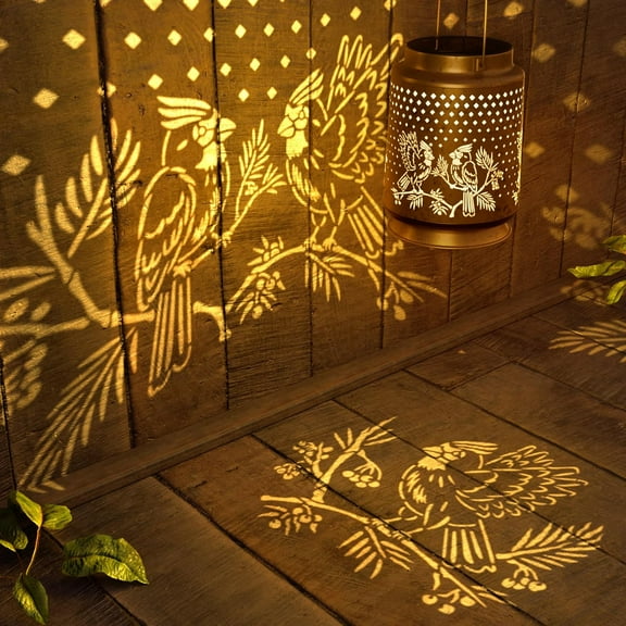 OTGFRF-Cardinal Solar Lantern for Garden Outdoor Decor Hanging Metal Light Decoration for Patio, Yard, Lawn, Pathway, Backyard Birthday Gift for Mom, Women, Grandma