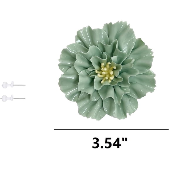 OTGFRF-Carnation, 3.54" 3D Handmade Porcelain Flower Wall Art Decor, 3D Plant Wall, Handcrafted Ceramic Flowers Wall Art Dcor, Vintage-Inspired Ceramic Bouquets ,Home Office Decor, Unique Gift for H