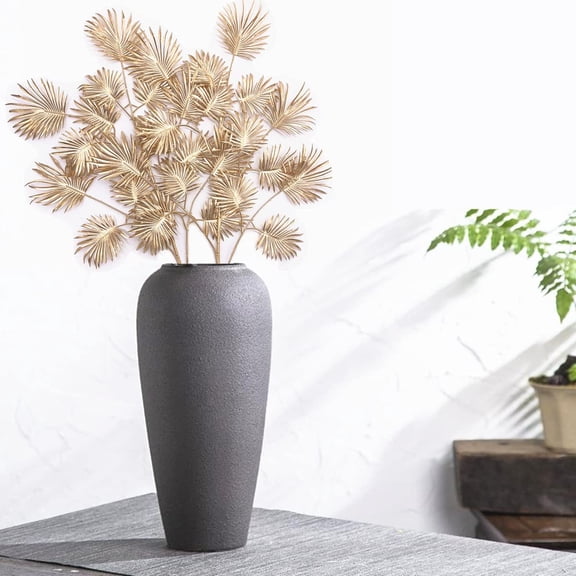 OTGFRF-Christmas Decor Artificial Gold Plants 30" Tall 2 Pack, Faux Golden Fans Palm Leaves Plastic Fake Tropical Grass Flowers for Home Indoor Room Wedding Centerpiece Decoration Hall Table Vase Fil