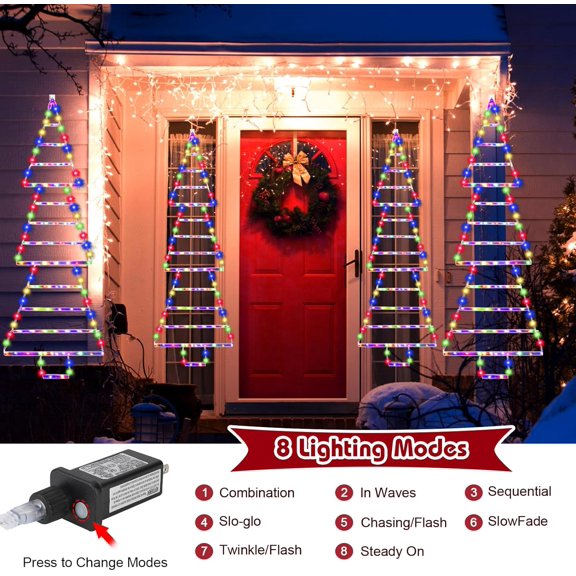 OTGFRF-Christmas Lights Outdoor Decorations,4.6ft 175LED Christmas Decorative Ladder Lights Waterproof with 8 Modes&Memory Function,LED Christmas Tree Lights for Window,Home,Wall,Christmas Tree Outdo