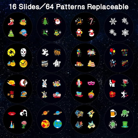 OTGFRF-Christmas Projector Lights Outdoor, 16 HD Slides 64 Patterns Christmas LED Projector with Remote & Timer, Waterproof Holiday Projector Lights, for Indoor Garden Halloween Christmas New Year De