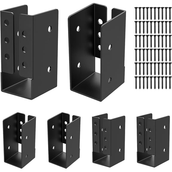 OTGFRF-Concealed Joist Hanger (6 Pack), 2"x4" Outdoor Concealed-Flange Joist Bracket with Screws, Q235B Steel Powder Coated Concealed Mount Light Joist Hangers for 2"x4" Beam, Swing, Handrail, Fence