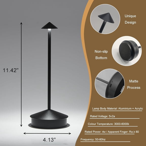OTGFRF-Cordless Rechargeable LED Table Lamps, 1800mAh Battery Desk Lamp Outdoor Portable Touch Dimmable Table Night Light for Patio Restaurant Dining Home Set of 1 White