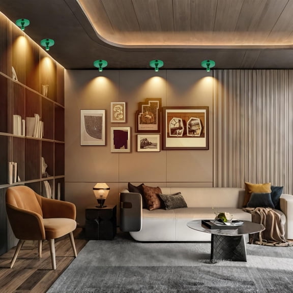 OTGFRF-Cordless Spotlight Battery Operated, Rechargeable Plant Spot Lights, Dimmable Accent Lighting with Remote, LED Uplight for Picture Tree Painting Gallery Portrait Dartboard Art Photo, Green